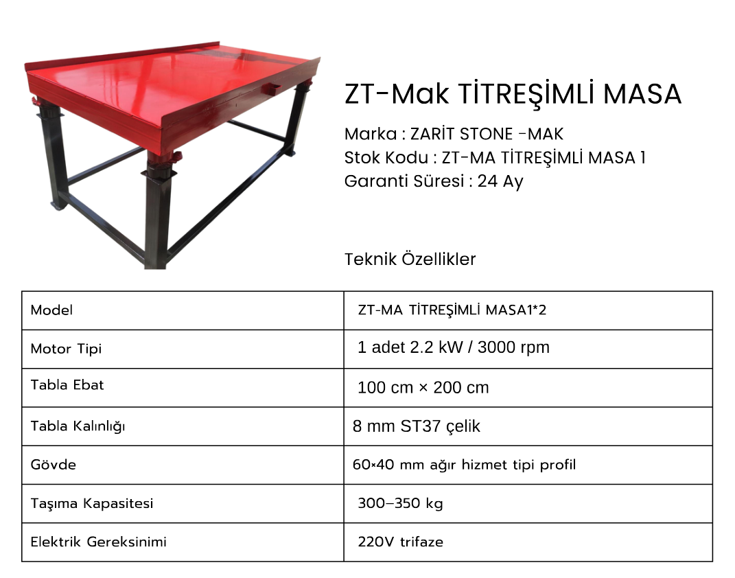 ZT-Mak TİTREŞİMLİ MASA