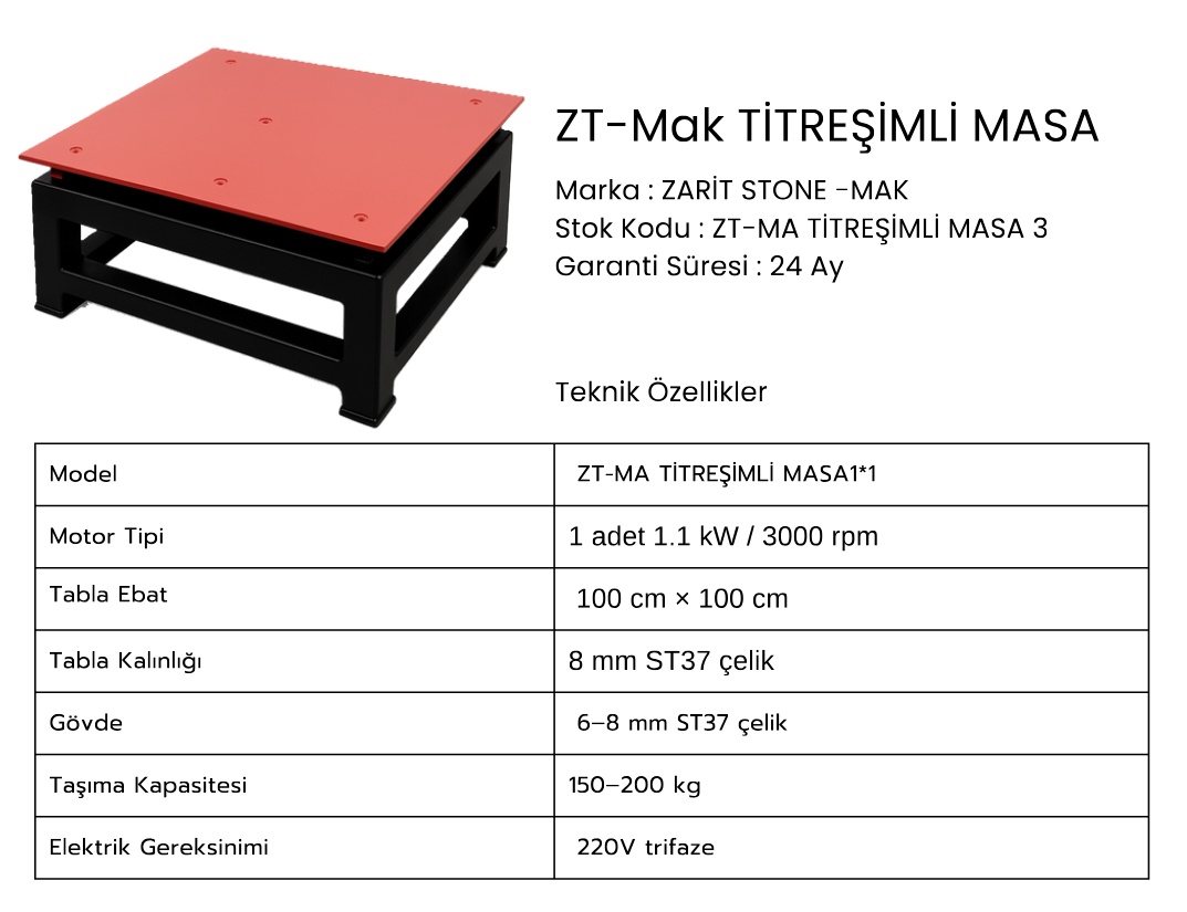  ZT-Mak TİTREŞİMLİ MASA 100